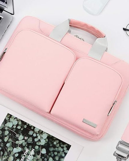 Lacdo 360° Protective Laptop Shoulder Bag, 16 inch Laptop Bag for 16 inch New MacBook Pro M4/M3/M2 /M1 Pro Max A3403 A3186 A2991 A2780 A2485 2024-2019, 15" Surface Laptop 7th Copilot+PC Computer, Pink