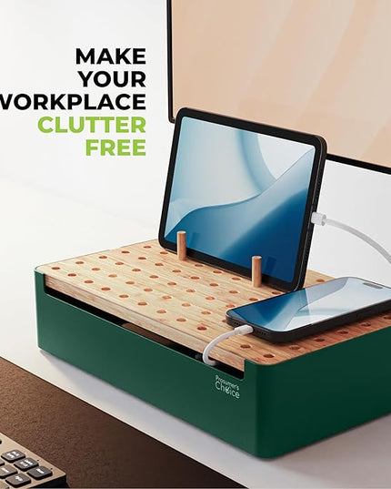 Prosumer's Choice Bamboo Charging Station - Multi Charger Station Organizer - Desk Docking Station for Phones, Tablets, Laptop - Wooden Charging Station with Removable Dividers - Cables Not Included