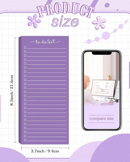 Censen 10 Pack 500 Sheets To Do List Notes Daily Checklist Notepads with 50 Sheets Each Undated Color Memo Pad Block Shopping List Pad Weekly Plan Notepad Organizer Planners(Gradient Purple,Lined)