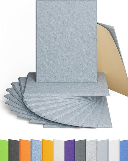 12 Pack Acoustic Panels Self Adhesive Sound Proof Foam, High Density Sound Acoustic Panel, 16X12X0.4 Inch 4:3 Rectangle Panels in Home, Office, Reccording Room, Studio, more(Blue Gray)