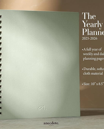 Anecdote Planner 2026 (8.5" x 10") Daily Planner Weekly Monthly Planner - 52 Weeks w/Library Buckram Cover, Brass Spiral - A4 Size Bleed-Resistant Paper – Dutch Blue