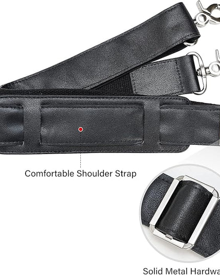 compalo Men's Solid Thick Full Grain Leather 17.3" Laptop Briefcase Classic Messenger Bag Fit Business Travel | Solid, Thick, Full Grain Leather, 17.3", Classic, Fit, Business Travel