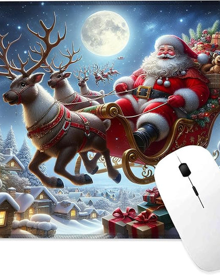 Chrismas Mouse Pad Square Mouse Pads with Stitched Edge, Computer Mousepad with Non-Slip Rubber Base for Computer Laptop Office Desk Accessories 9.5x8 Inches