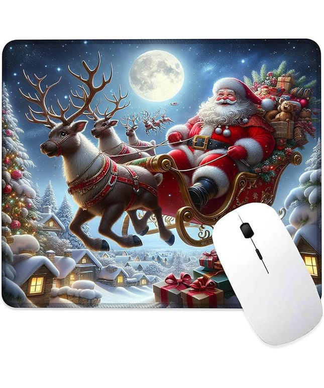Chrismas Mouse Pad Square Mouse Pads with Stitched Edge, Computer Mousepad with Non-Slip Rubber Base for Computer Laptop Office Desk Accessories 9.5x8 Inches