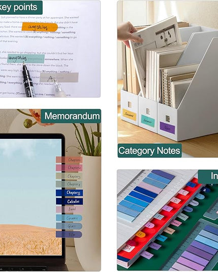 Golcellia Sticky Tabs Book Index Tabs, Page Tabs, Page Markers 1200 Pieces,60 Colors Annotation Tabs, Book Annotation Supplies