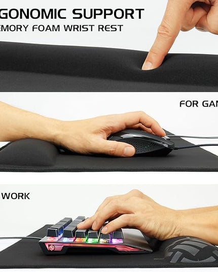 ENHANCE XXL Large Mouse Pad for Desk with 2XL Ergonomic Memory Foam Wrist Rest Support (31.5 x 13.78 x 1 inches) - Desk Pad with Anti-Fray Stitching & Soft Cushion Mat Surface, Designed in The U.S.