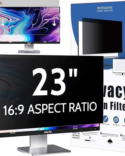 Peslv Computer Privacy Screen 23 Inch for 16:9 Widescreen Monitor, Removable 23inch Anti Blue Light Anti Glare Monitor Privacy Filter Shield