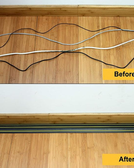 AGPTEK Heavy Duty Floor Cable Cover Cable Protector, 10 Ft Floor Cord Protector 3 Channels Floor Cord Cover (Mid Channel 0.93") Contains Cords, Cables and Wires, Good for Office, Home, or Outdoor