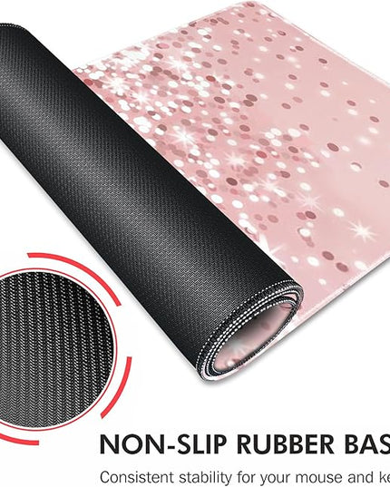 Galdas Gaming Mouse Pad XXL XL Large Long Extended Big Mousepad Non-Slip Rubber Keyboard Mouse Pad with Stitched Edges for Laptop Home Office (31.5x11.8x0.08 Inch) … (Bling Words)