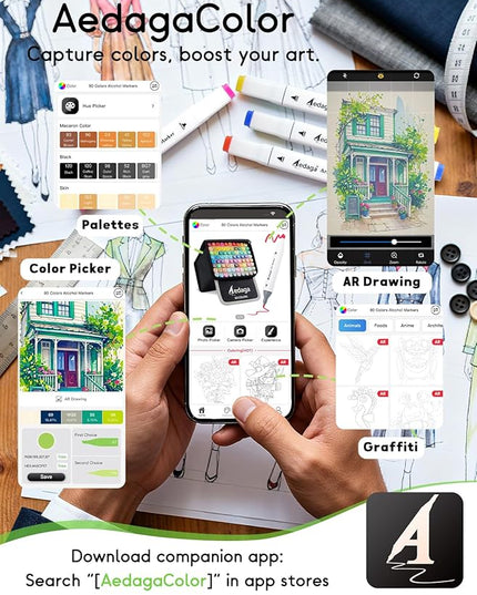 280 Colors Alcohol Markers with Free App, Dual Tip Art Markers with Kickstand Case for Artists Adults,Alcohol Based Marker for Coloring Painting Sketching and Drawing, Great Gift