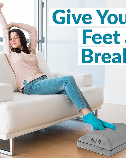 ComfiLife Foot Rest for Under Desk at Work – Adjustable Desk FootRest for Office Chair, Gaming Accessories – Ergonomic Teardrop Design for Back, Hip & Leg Pain Relief – 100% Memory Foam (Gray)