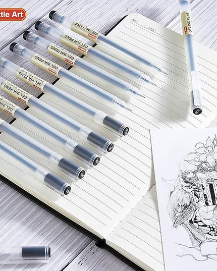 Shuttle Art Gel Ink Ball Point Pens, 15 Pack Black Japanese Style Pens, 0.38mm Extra-Fine Ballpoint Pens for Home, School and Office
