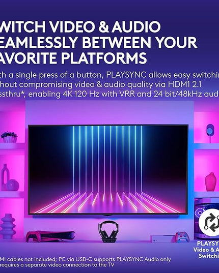 Logitech G Astro A50 X Multi-Platform Wireless Gaming Headset + Base Station for PS5/Xbox/PC: PLAYSYNC Video & Audio Switcher, HDMI 2.1 4K 120Hz VRR, <24bit/48kHz, 24hr Battery, 2.4GHz & BT - Black