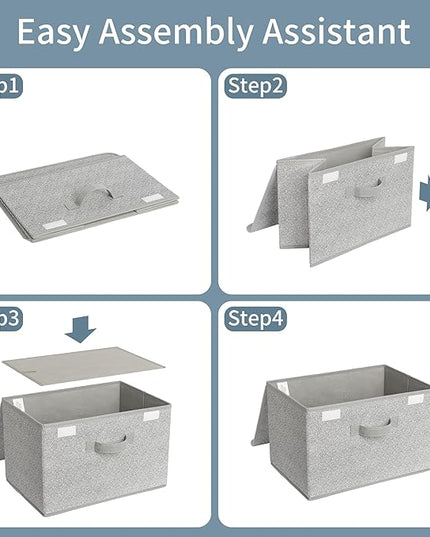 GRANNY SAYS Storage Baskets with Lids, Clothes Storage Boxes, Fabric Storage Bins, Keepsake Box, Closet Organizers and Storage, Gray, 2-Pack