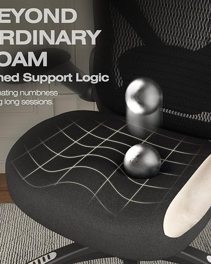 ELABEST X100 Ergonomic Mesh Office Chair, Big and Tall Hone Desk Chair with 5D Flip-Up Arms, Adjustable 3D Lumbar Support,Gaming & Executive Computer Chairs for Long Hours, Padded Seat