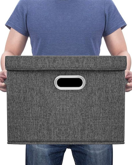 TYEERS Large Storage Bins with Lids, Collapsible, Washable, Fabric Storage Boxes for Organizing, 17.3x11.8x11.4 inches, 2 Pack, Black