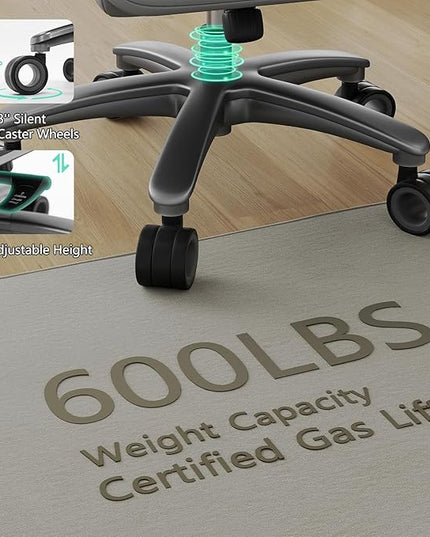 Big and Tall Office Chair with 5D Arms, 600lbs Heavy Duty Desk Chair with Adjustable Lumbar Support, PU Leather High Back Ergonomic Executive Computer Chair with 3'' Silent Casters