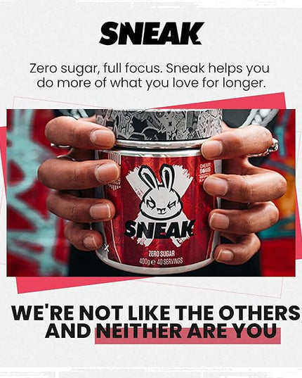 SNEAK Energy Drink Powder | Cherry Bomb | No Sugar. No Nasties. Just Natural Caffeine, Focus-Boosting Nootropics | 40 Servings