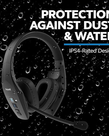 BlueParrott S650-XT Bluetooth Wireless Headphones 96% Noise Canceling Over Head Trucker Headset with Mic, 2-in-1 Convertible Stereo to Mono with ANC, IP54-Rated Protection, 36 hrs. Talk Time, Black