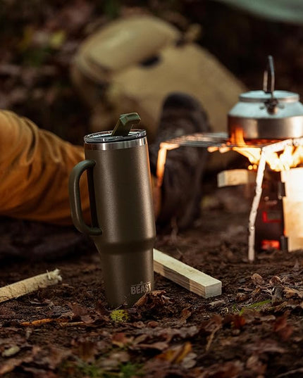 Beast 50 oz Tumbler with Handle Stainless Steel Vacuum Insulated Coffee Ice Cup Double Wall Travel Flask (Army Green)