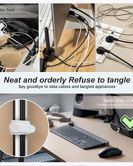 Nearockle Silicone Cable Ties Cord Organizer for Cable Management, 24PCS 4.2" and 7.1" Reusable Cable Organizer Electronic Accessories for Home, Office, Kitchen, School, Travel (4 Colors)