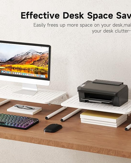 suptek Monitor Stand Riser for Computer,Laptop,Printer, Notebook and All Flat Screen Display with Vented Metal Platform and 4 Inches Height Underneath Storage,White(MST004W)