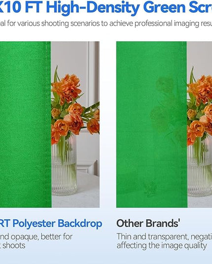 EMART 8.5 x 10ft Green Screen Backdrop Kit with Tripod Stand, Photography Background Support System with 10 x12ft 100% Cotton Muslin Chromakey Backdrop for Photo Studio, Video Shooting, Live Streaming