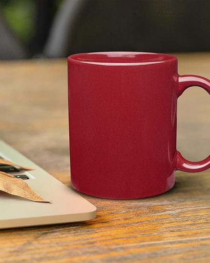 DISCOUNT PROMOS Ceramic Coffee Mugs 11 oz. Set of 10, Bulk Pack - Coffee cup set, Iced coffee cup, Gaming mug - Red