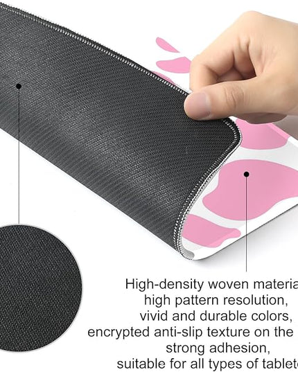 Pink Cow Pattern Square Mouse Pad,Non-Slip Rubber Base Mouse Pad,Home Office Decoration Desktop Accessory,Laptop Mouse Pad for Office Laptops,9.4x7.8x0.12inch.