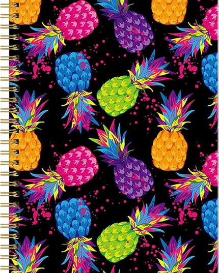 Spiral Journal Notebook for Women,A5 College Ruled Notebooks 6"x 8.4", 120 Pages Lined Journal with Premium Thick Paper,Perfect for School Office Home Gifts(Colorful Pineapple)