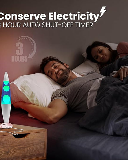 JAMBO 16-Inch Beautiful Lamp with Wax, Relaxing Night Light Home Decor, Extra Tall, Living Room Office Bedroom Lamp for Adults, Teens, Kids (USB, Auto Shut Off, Silver Base, Blue Liquid, Yellow Wax)