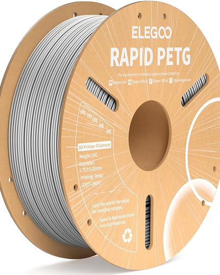 ELEGOO Rapid PETG Filament 1.75mm Gray 1KG, High Speed 30-600mm/s 3D Printer Filament Dimensional Accuracy +/- 0.02 mm, 1kg Cardboard Spool(2.2lbs) Fits for Most FDM 3D Printers