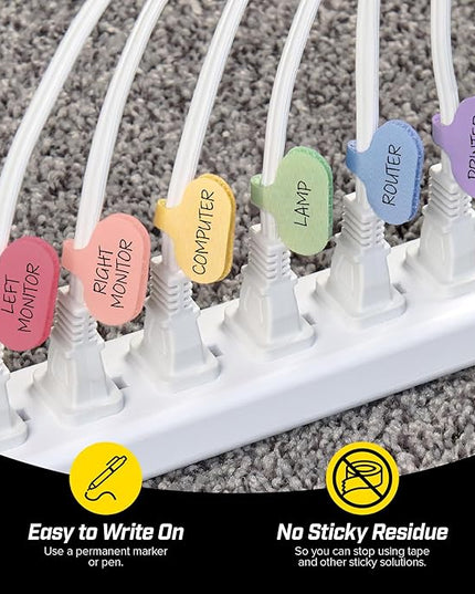 Wrap-It Storage Cable Labels - Oval, Macaron (36 Pack) - Write On Cord Labeler Wire Label Tags
