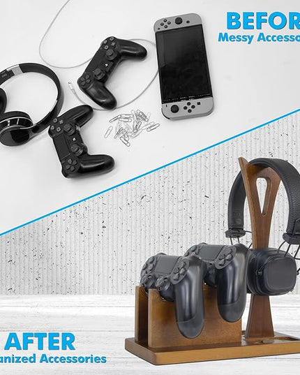 Game Controller Holder Gifts for Gamers to Organize Gaming Accessories & Headphone Holder, Unique Gamer Gifts Headset Stand Controllers Holders, Stylish Controller Stand Gaming Equipment