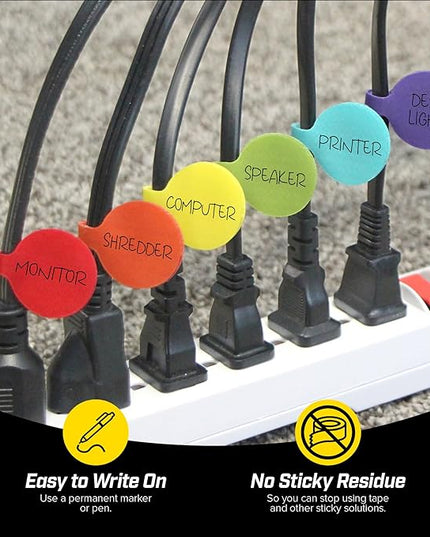 Cable Labels - Wrap-It Storage - Circles, Multi-Color (36-Pack) - Color Coded Labels for Organizing, Wire Tags Write on Surface for Labels for Charging Cords and Electronics