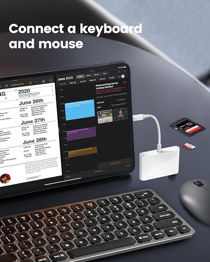 USB C SD Card Reader, Type C 4-Slots Memory Card Adapter with Dual USB Ports, Supports SD, MicroSD, Compatible with iPhone 15,iPhone 16, iPad, Mac, Laptop, MacBook, Android Galaxy
