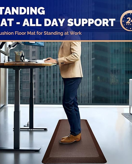 FEATOL Anti Fatigue Mat for Standing, 9/10 Extra Thick Ergonomic Standing Desk Mat, Comfort & Durable Memory Foam Standing Mat at Home,Office All Day (20" x 32", Brown, 1PC)
