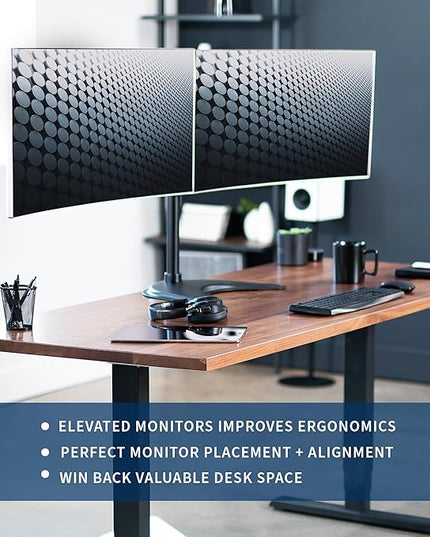 VIVO Dual Ultrawide Monitor Mount, Free-Standing Desk Stand for 2 Screens up to 38 Inches, Heavy-Duty Adjustable Arms, Max VESA 100x100mm, Black, STAND-V038F
