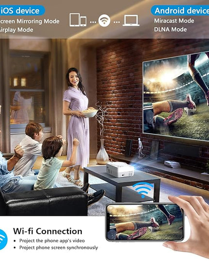 Full HD WiFi Bluetooth Projector Built in DVD Player, 12000LM 1080P Supported, Portable Mini DVD Projector for Outdoor Movies, 250" Home Theater, Compatible with iOS/Android/TV Stick/PS4/HDMI/USB/TF