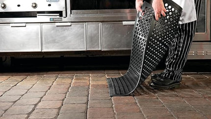 NoTrax 3' x 10' Anti-Fatigue Lightweight Restaurant Rubber Floor Mat with Drainage Holes, Beveled Edges, Non-Slip Mats, Black, T30 Competitor, T30S0310BL
