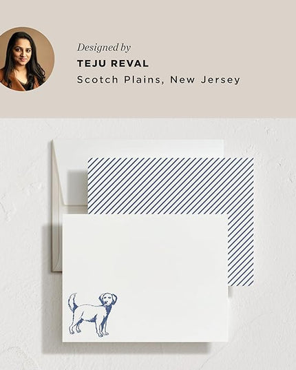 Minted Best Friend Stationery Set, Set of 10, Flat Note Cards & Envelopes for Invitiations and Handwritten Thank You Messages, Blue Dog Illustration, Gifts for Men & Women, Pet Lovers, Luxurious Paper