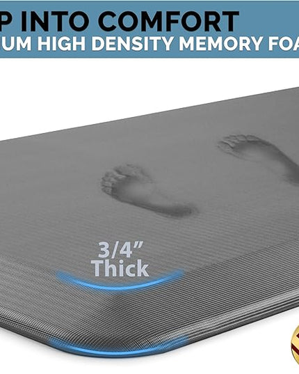 ComfiLife Anti Fatigue Floor Mat – 3/4 Inch Thick Kitchen Mats for Floor, Standing Desk Mat, Kitchen Rug – Comfort at Home, Office – Durable – Stain Resistant – Non-Slip Bottom (20" x 32", Charcoal)