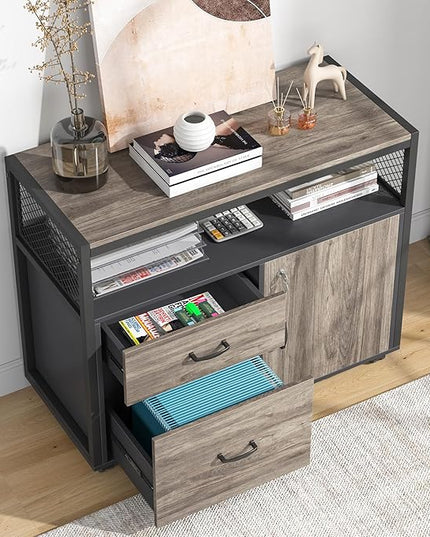 Tribesigns Office Desk with Drawers Sets, 55 inches L Shaped Computer Desk with Mobile File Cabinet,Big Executive Desk for Home Office Furniture Sets (Dark Oak, 55-inch)