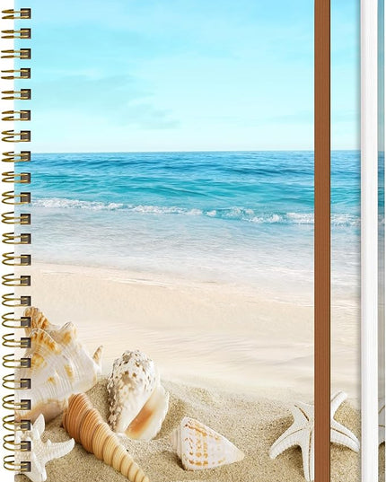 Spiral Journal Notebook for Women, Hardcover A5 College Ruled Notebook, 60 Sheet, Thick Paper, Cute Lined Journal for School, Office & Work, 6 x 8.4 in(Beach)