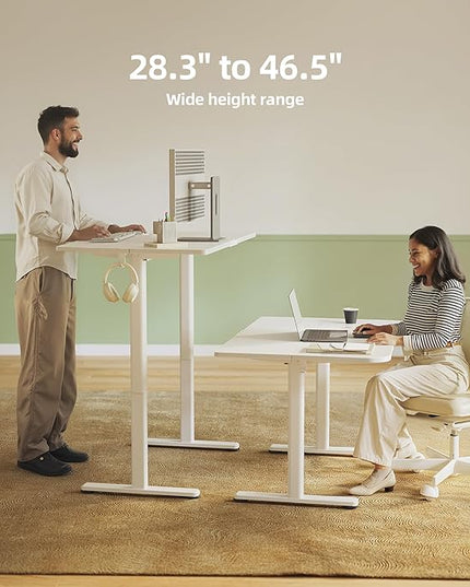 INNOVAR Electric Standing Desk, Adjustable Height Stand up Desks, 40 x 24 Inches Sit Stand up Desk for Home Office Computing, 3-Preset Memory Height Ergonomic Rising Desks, White