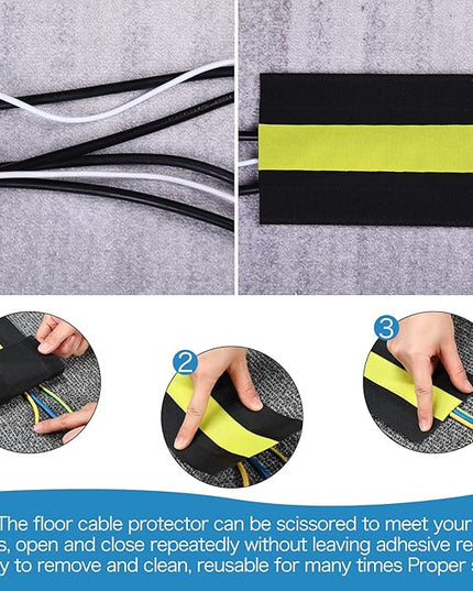 WILLBOND Carpet Cord Cover Cable Protector Floor Cover Cable Protector Management Only for Commercial Office Carpet(39.37 ft,Black and Yellow)