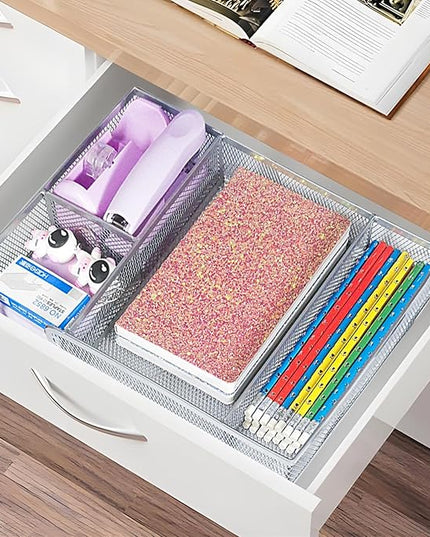 Purple Office Desk Accessories,Purple Office Supplies Set,Stapler and Tape Dispenser Set,Tape,Staple Remover, Staples,Paper Clips,Scissor,Sticky Note and Desk Drawer Organizer