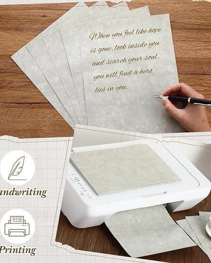 Epakh 200 Pcs Old Age Parchment Paper 8.5 x 11 Inch Standard Letter Vintage Colored Old Parchment Semblance Double Side Printing Paper (Dove Gray)