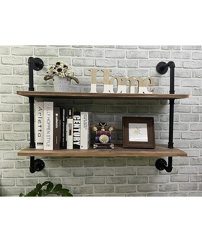 Pipe Shelves Industrial Pipe Shelving Shelves Real Wood Industrial Floating Pipe Shelves with Wood Planks 36 inch Wall Shelves Rustic Hanging Bookshelf Farmhouse Kitchen Bar Shelving
