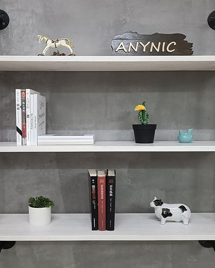 Floating Bookshel Industrial Pipe Shelving Pipe Shelves Rustic White Wall Shelves 36 Inch Farmhouse Book Shelves for Kitchen Bar,Bathroom Wall Mounted